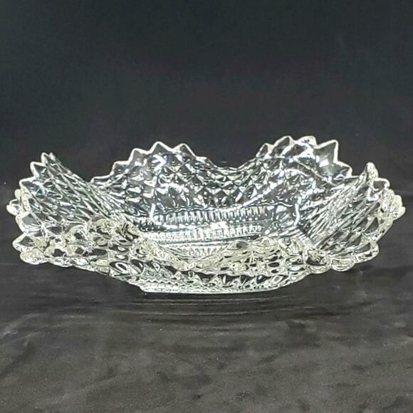 Indiana Glass Vintage Clear Square Diamond Sawtooth Edge Depression Glass Dish - Picture 6 of 8